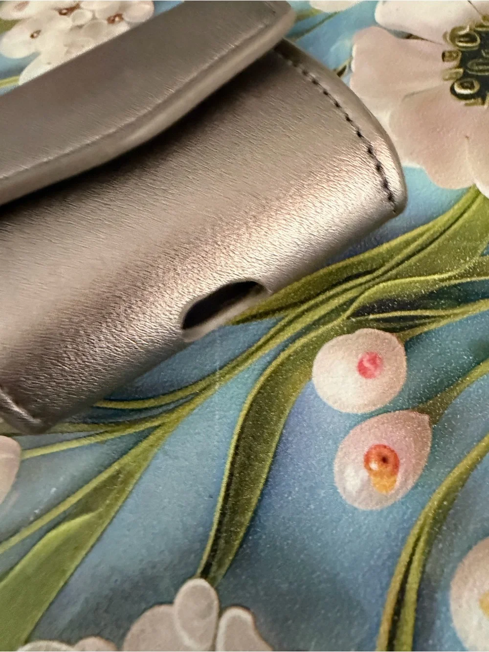 Metallic Gray Women’s Key Pouch with Charm